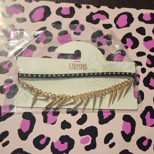 Charisma Black and Gold Spike Necklace